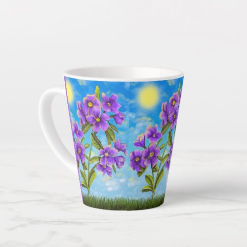 Good Morning Purple Pansies Latte Mug