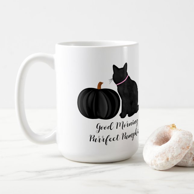 Good Morning Purrfect Pumpkin Coffee Mug (With Donut)