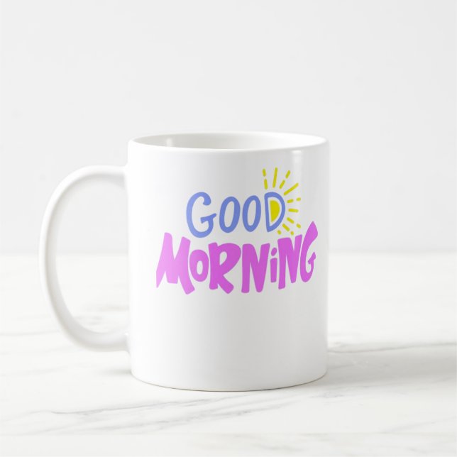 Good Morning Retro Typography Coffee Mug (Left)