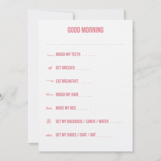 Good Morning Routine Checklist / Pink (Front)
