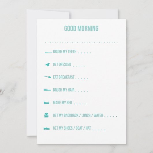 Good Morning Routine Checklist / Teal (Front)