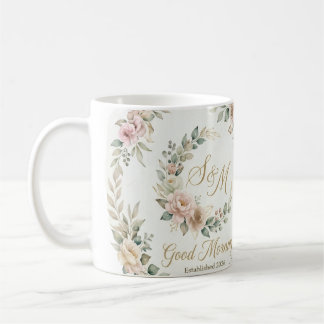 Good Morning S&M Personalized Floral Wreath Mug