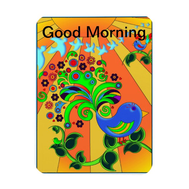 Good Morning Sunrise with Bird Magnet (Vertical)