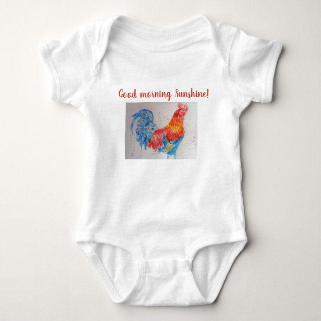 Good Morning Sunshine Baby Bodysuit red rooster (Front)