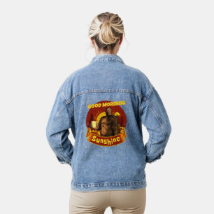 Good Morning Sunshine Bigfoot Coffee Humor Art Denim Jacket