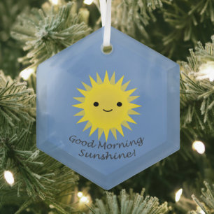 Good Morning Sunshine Cute Kawaii Sun Ceramic Orna Glass Ornament