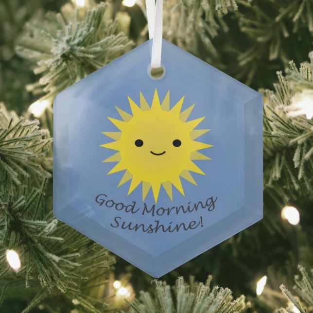 Good Morning Sunshine Cute Kawaii Sun  Glass Ornament (Insitu)