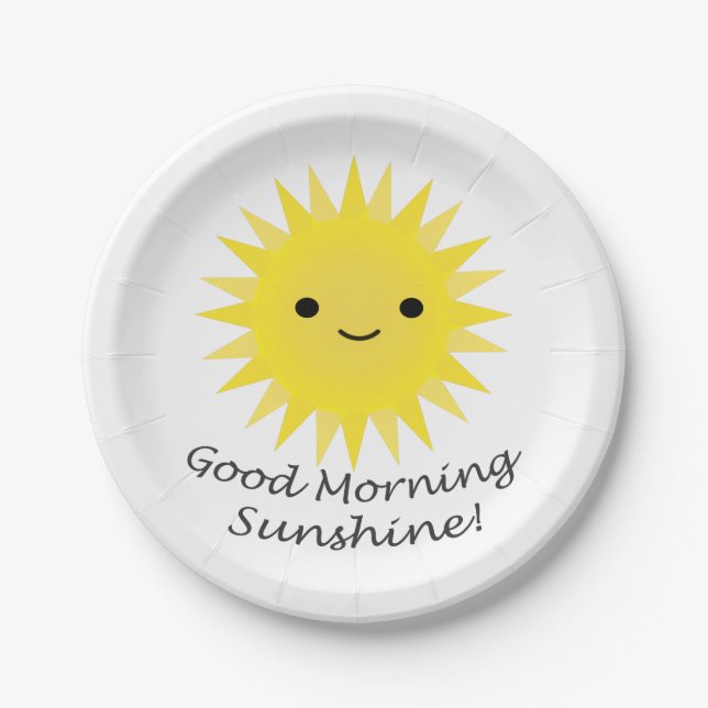 Good Morning Sunshine Cute Kawaii Sun Paper Plates (Front)