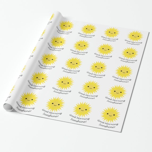 Good Morning Sunshine Cute Kawaii Sun Wrapping Paper (Unrolled)