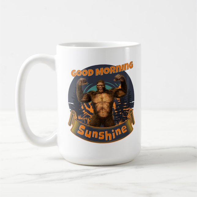 Good Morning Sunshine Funny Bigfoot Coffee Mug (Left)