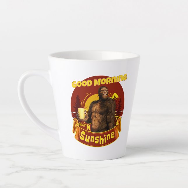 Good Morning Sunshine Funny Bigfoot Latte Mug (Left)