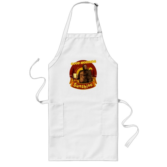 Good Morning Sunshine Funny Bigfoot Long Apron (Front)