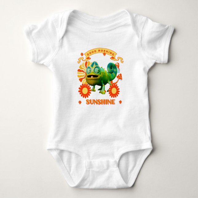 Good Morning Sunshine Funny Chameleon Baby Bodysuit (Front)