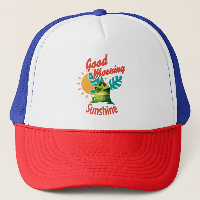 Good Morning Sunshine Funny Chameleon Trucker Hat (Front)