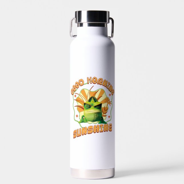 Good Morning Sunshine Funny Grumpy Chameleon Water Bottle (Front)