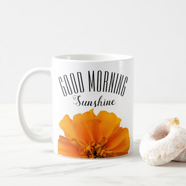 Good Morning Sunshine Marigold Coffee Mug (With Donut)