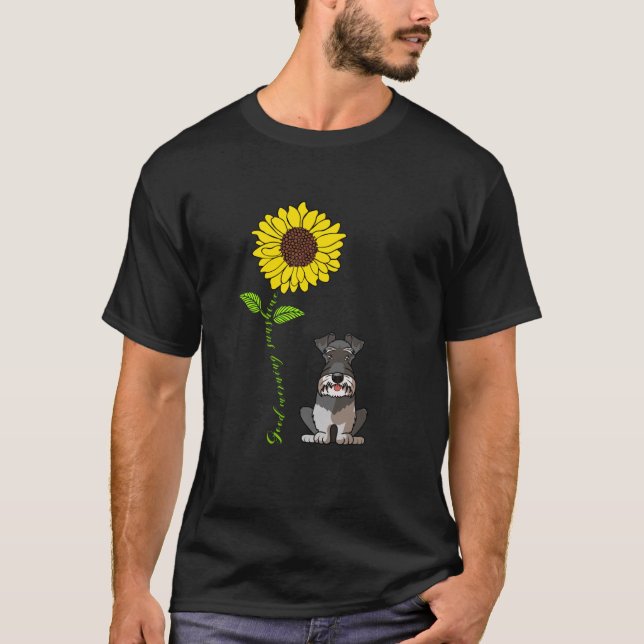 Good Morning Sunshine Miniature Schnauzer Sunflowe T-Shirt (Front)