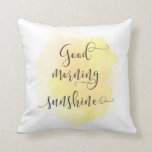 Good morning sunshine pillow<br><div class="desc">A sunny yellow calligraphy pillow to brighten up your bedroom or living room</div>