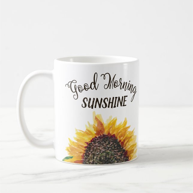 Good Morning Sunshine Pretty Sunflower Coffee Mug (Left)