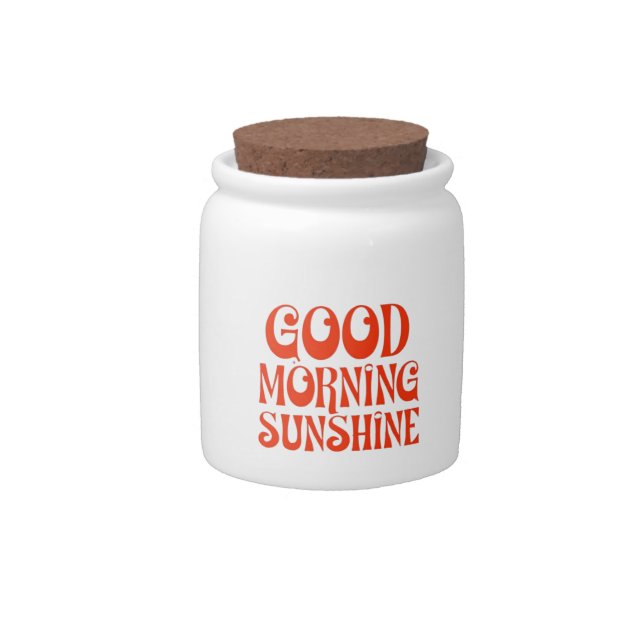 Good Morning Sunshine Retro Decor Print Candy Jar (Front)