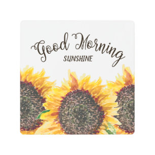Good Morning Sunshine Rustic Country Sunflowers Metal Print