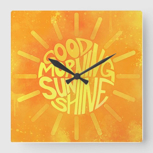 Good Morning Sunshine Square Wall Clock