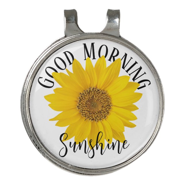 Good Morning Sunshine Sunflower Golf Hat Clip (Front)