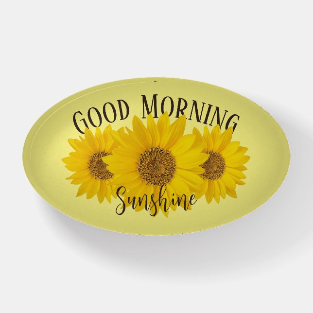 Good Morning Sunshine Sunflower Paperweight (Front)