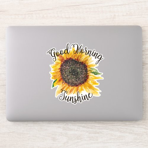 Good Morning Sunshine Sunflower Yellow Script Sticker