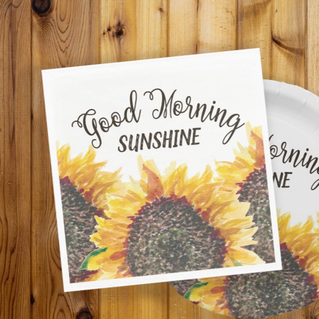 Good Morning Sunshine Yellow Brown Sunflowers Napkins (Creator Uploaded)