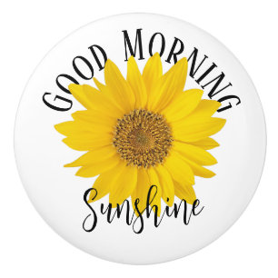 Good Morning Sunshine Yellow Sunflower Ceramic Knob