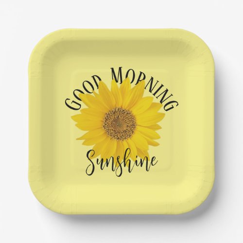 Good Morning Sunshine Yellow Sunflower Paper Plates