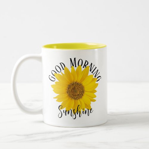 Good Morning Sunshine Yellow Sunflower Two_Tone Coffee Mug