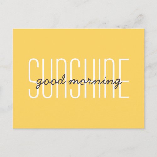 Good Morning Sunshine Yellow Typography Quote Postcard