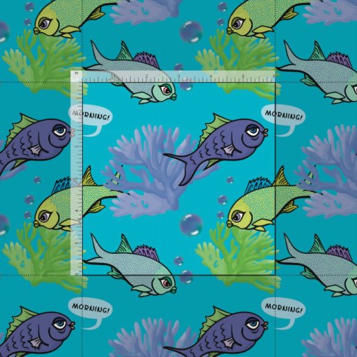 Good Morning Swimming Fish Coral Reef Pattern Fabric