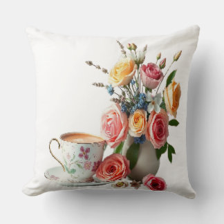 Good morning tea throw pillow