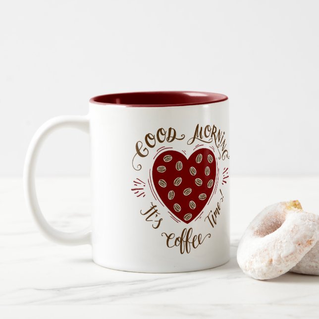 Good Morning Two-Tone Coffee Mug (With Donut)
