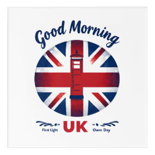 Good Morning UK – Union Jack & London Phone Box Acrylic Print