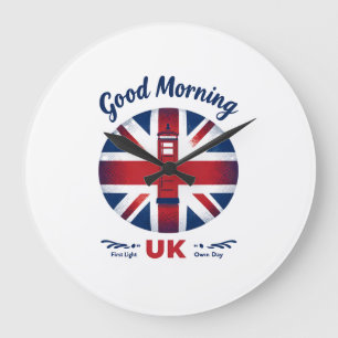 Good Morning UK – Union Jack & London Phone Box Large Clock