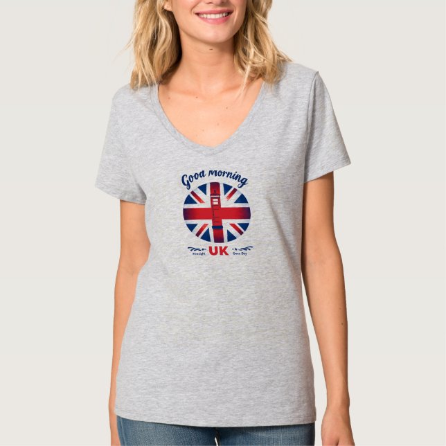 Good Morning UK – Union Jack & London Phone Box  T-Shirt (Front)