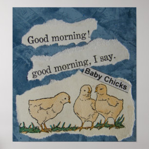 Good Morning! Vintage Chicks Collage Poster