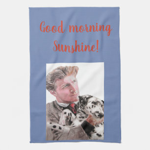 Good Morning Watercolor Dalmatian Kitchen Towel