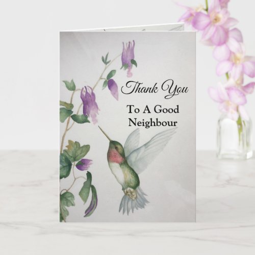 Good Neighbour Thank You Hummingbird Garden Card