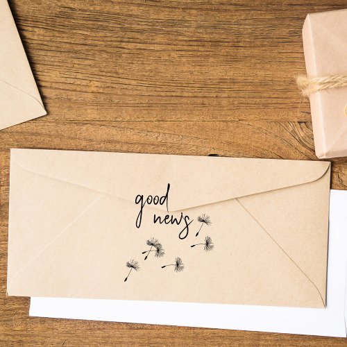 Good News Modern Calligraphy Dandelion Invitations Self_inking Stamp