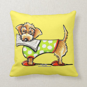Good News Wirehaired Dachshund Happy Throw Pillow