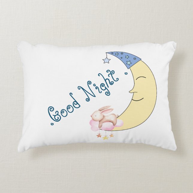 Good Night and Sweet Dream Moon Rabbit Lovers  Accent Pillow (Front)