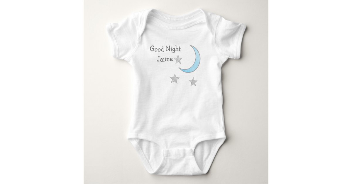 Good Night Baby S Name Blue Moon And Stars Dream Baby Bodysuit