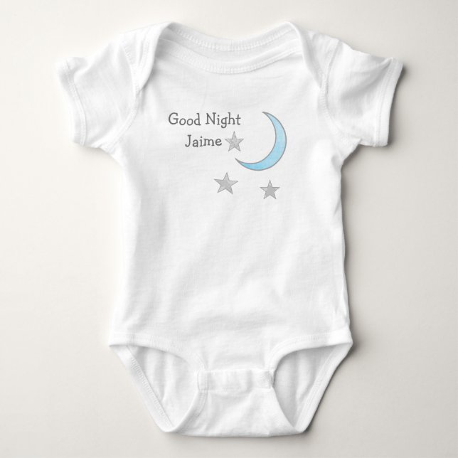 Good Night (Baby's Name) Blue Moon and Stars Dream Baby Bodysuit (Front)