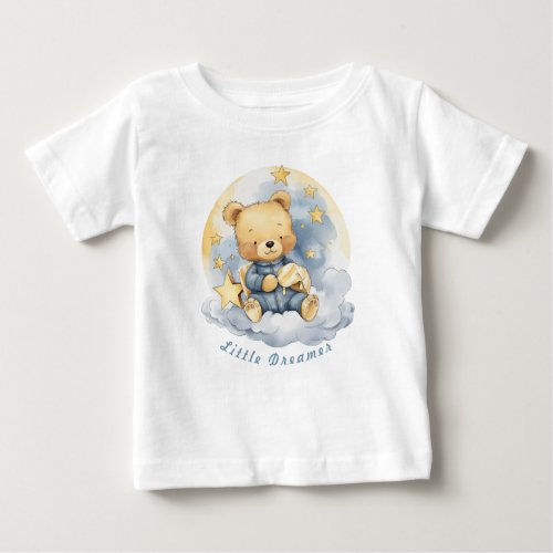 Good Night Bear on Crescent Moon Baby T_Shirt