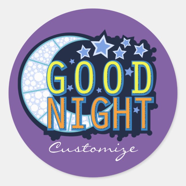 Good Night Crescent Moon Thunder_Cove Classic Round Sticker (Front)